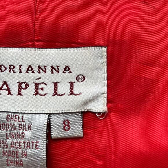 Adrianna Papell Jacket Blazer Sz 8 Red Silk Buttons Half Sleeve Classy Holiday - Picture 11 of 15